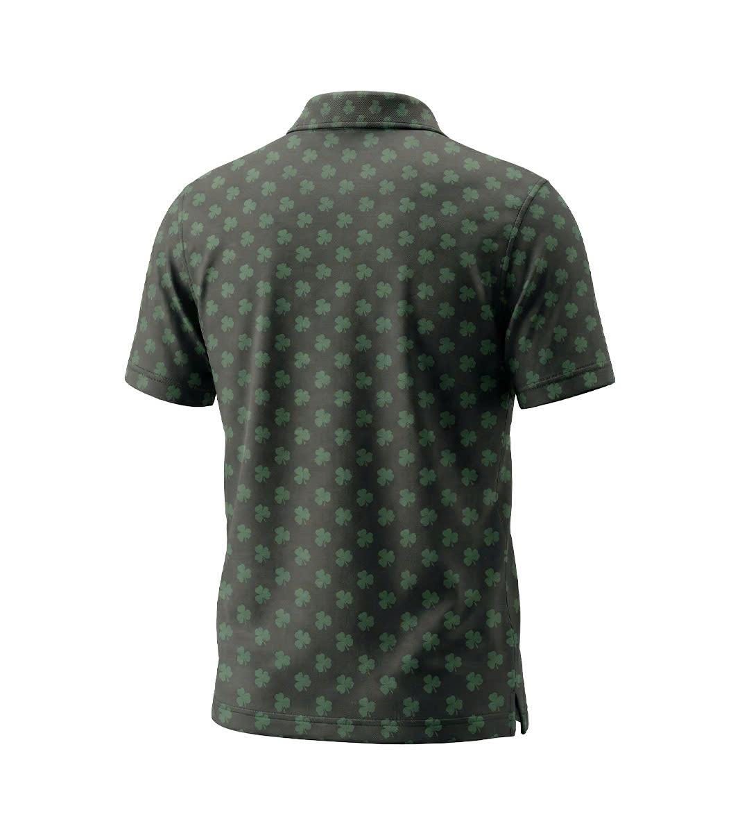 Men’s Athletic Golf Polo 09 – Green Shamrock Clover Pattern Polo Shirt