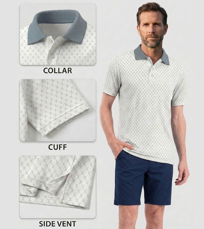 Men's Golf Polo Shirt 08 – Crossed Clubs Diamond Pattern Athletic Apparel