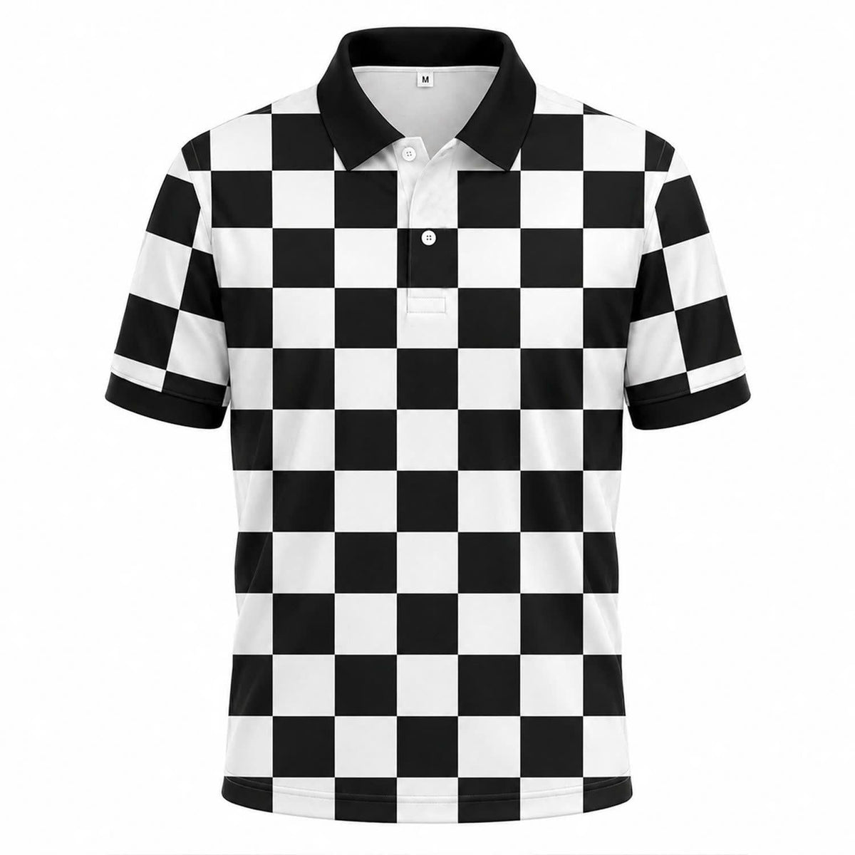 Retro Checker Polo Shirt, Vintage Chessboard Pattern, Unisex Casual Top