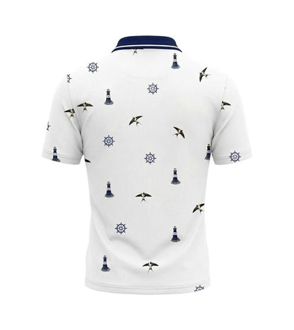 Men's Athletic Golf Polo 19 – Coastal Lighthouse & Seagull Polo Shirt
