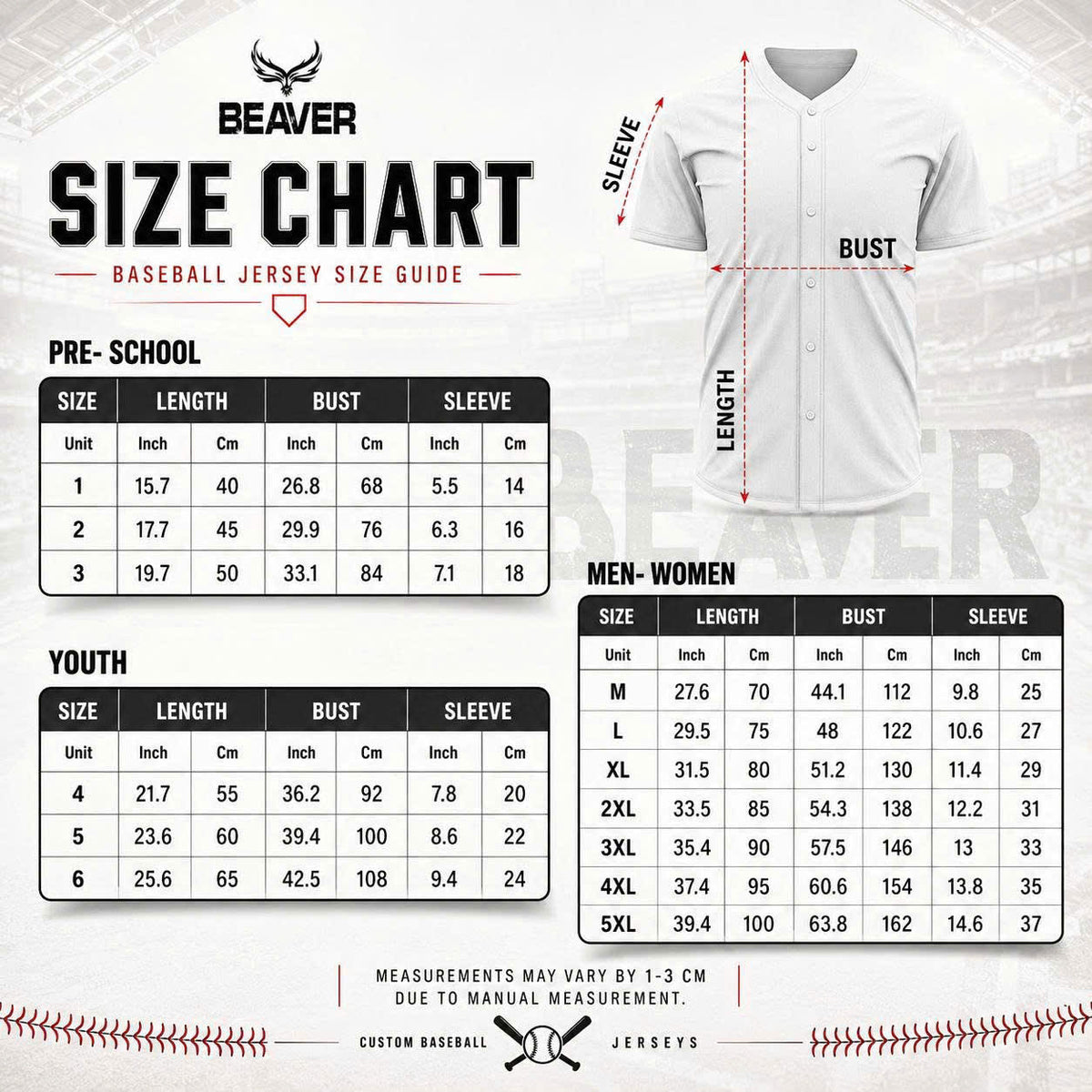 Custom Baseball Jerseys – Personalized Name and Number – Solid, Striped and Gradient Styles