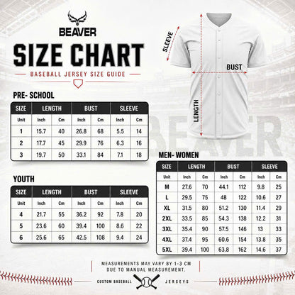 Custom Baseball Jerseys – Personalized Name and Number – Solid, Striped and Gradient Styles
