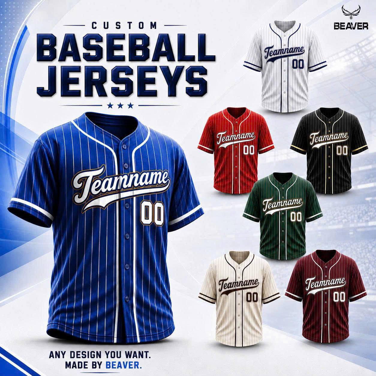 Custom Pinstripe Baseball Jersey, Personalized Team Name & Number, Men Women Kids Toddler