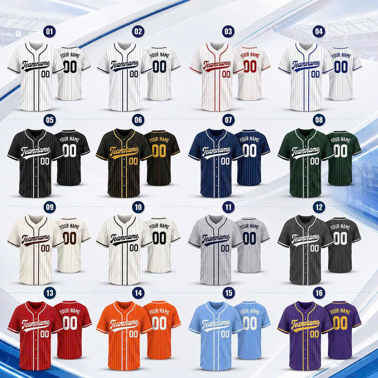 Custom Pinstripe Baseball Jersey, Personalized Team Name & Number, Men Women Kids Toddler