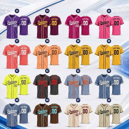 Custom Pinstripe Baseball Jersey, Personalized Team Name & Number, Men Women Kids Toddler