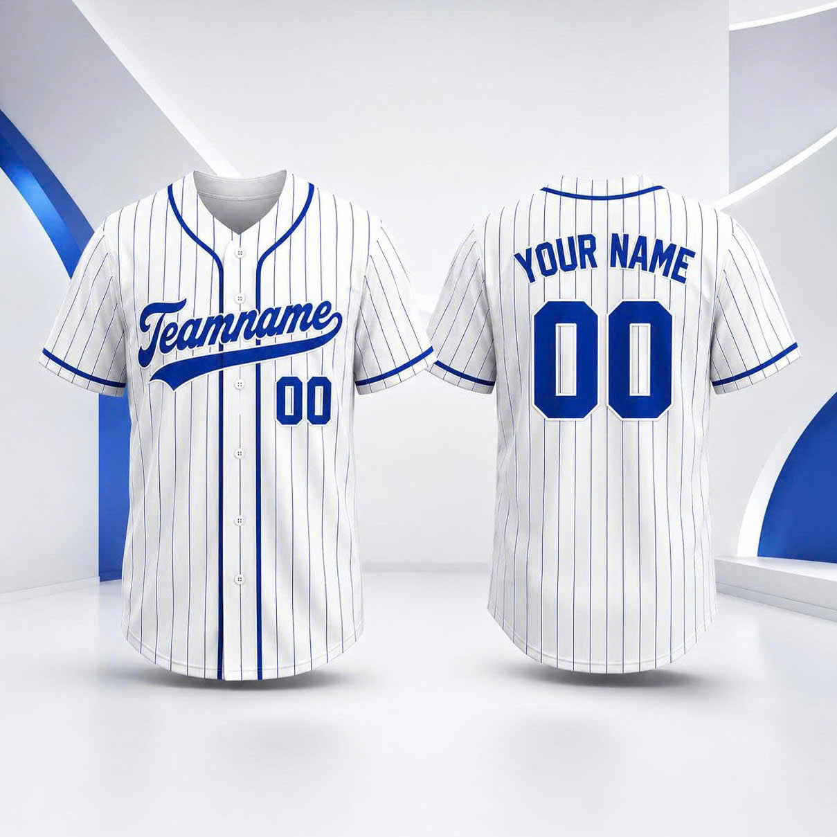 Custom Pinstripe Baseball Jersey, Personalized Team Name & Number, Men Women Kids Toddler