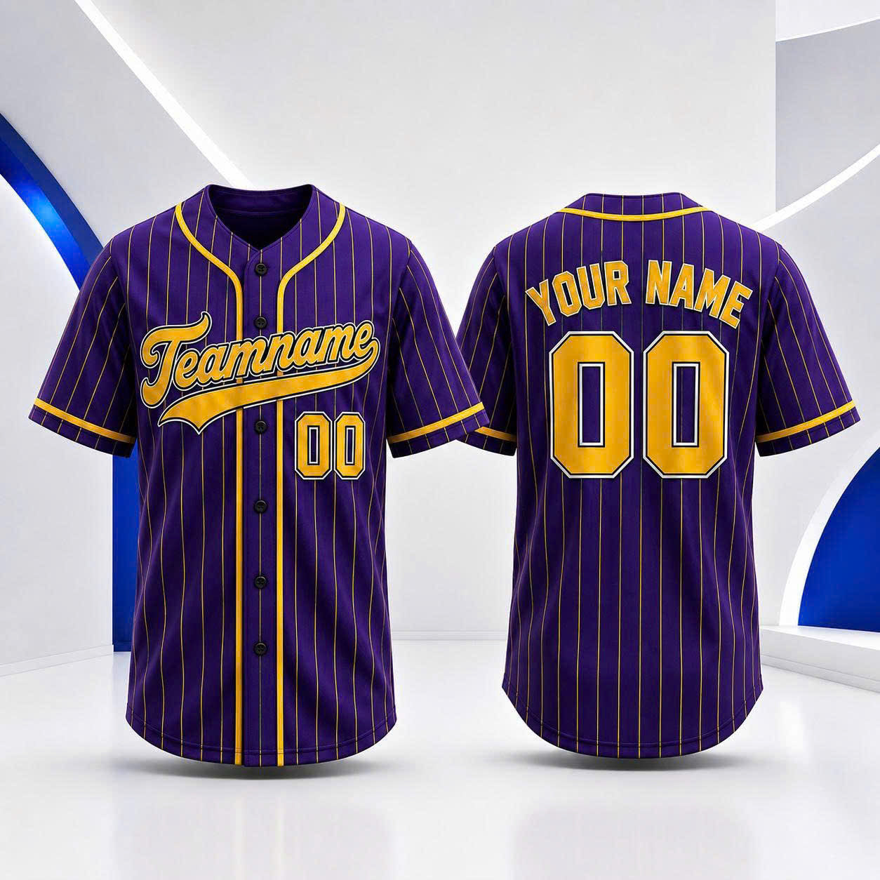 Custom Pinstripe Baseball Jersey, Personalized Team Name & Number, Men Women Kids Toddler