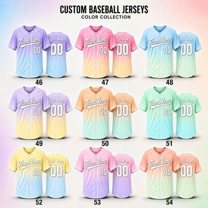 Custom Baseball Jersey, Personalized Name & Number, Ombre Team Uniform, Men Women Youth