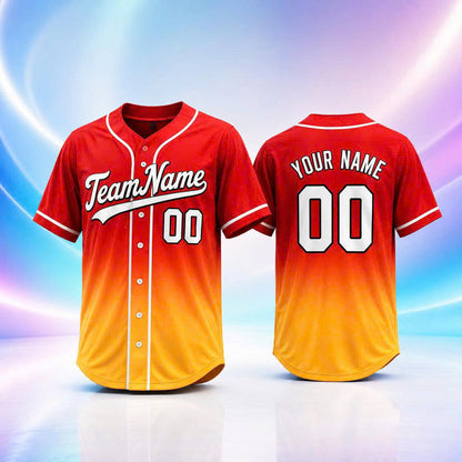 Custom Baseball Jersey, Personalized Name & Number, Ombre Team Uniform, Men Women Youth