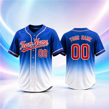 Custom Baseball Jersey, Personalized Name & Number, Ombre Team Uniform, Men Women Youth