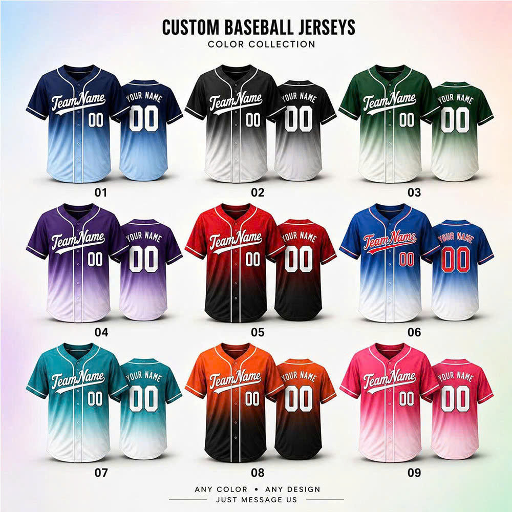 Custom Baseball Jersey, Personalized Name & Number, Ombre Team Uniform, Men Women Youth