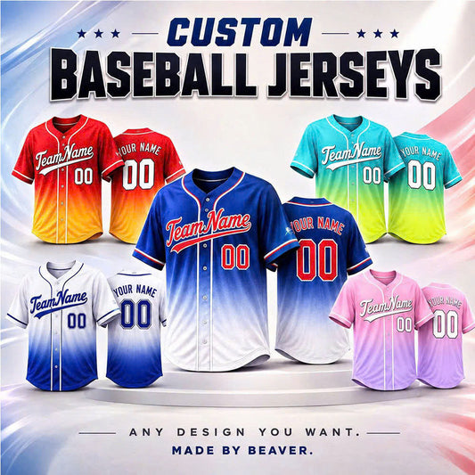 Custom Baseball Jersey, Personalized Name & Number, Ombre Team Uniform, Men Women Youth
