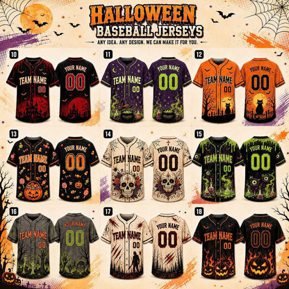 Custom Halloween Baseball Jersey, Personalized Name & Number, Fall Sports Shirt, Team Gift