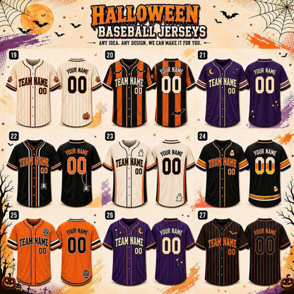 Custom Halloween Baseball Jersey, Personalized Name & Number, Fall Sports Shirt, Team Gift