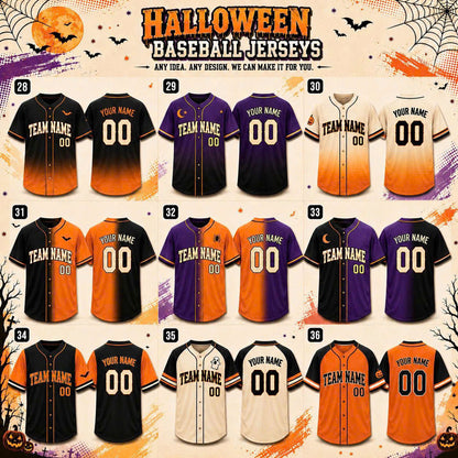 Custom Halloween Baseball Jersey, Personalized Name & Number, Fall Sports Shirt, Team Gift