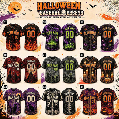 Custom Halloween Baseball Jersey, Personalized Name & Number, Fall Sports Shirt, Team Gift