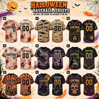Custom Halloween Baseball Jersey, Personalized Name & Number, Fall Sports Shirt, Team Gift