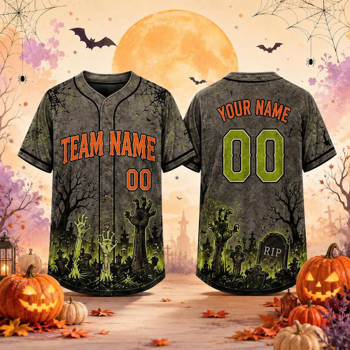 Custom Halloween Baseball Jersey, Personalized Name & Number, Fall Sports Shirt, Team Gift