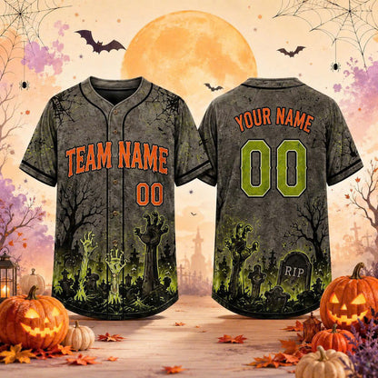 Custom Halloween Baseball Jersey, Personalized Name & Number, Fall Sports Shirt, Team Gift