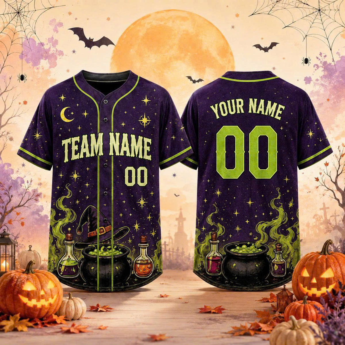 Custom Halloween Baseball Jersey, Personalized Name & Number, Fall Sports Shirt, Team Gift