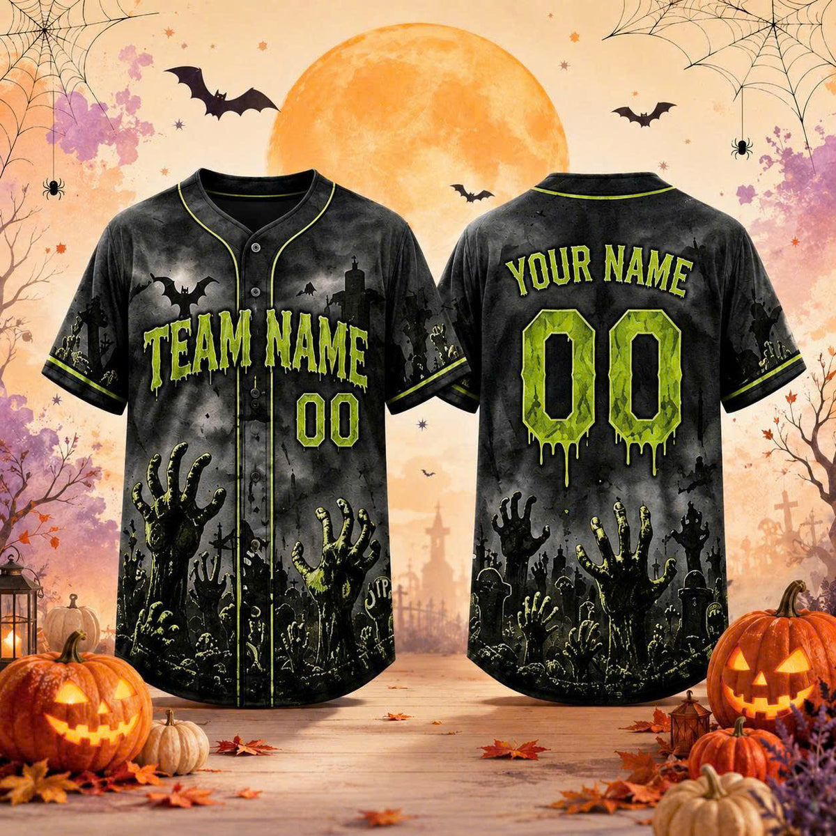 Custom Halloween Baseball Jersey, Personalized Name & Number, Fall Sports Shirt, Team Gift