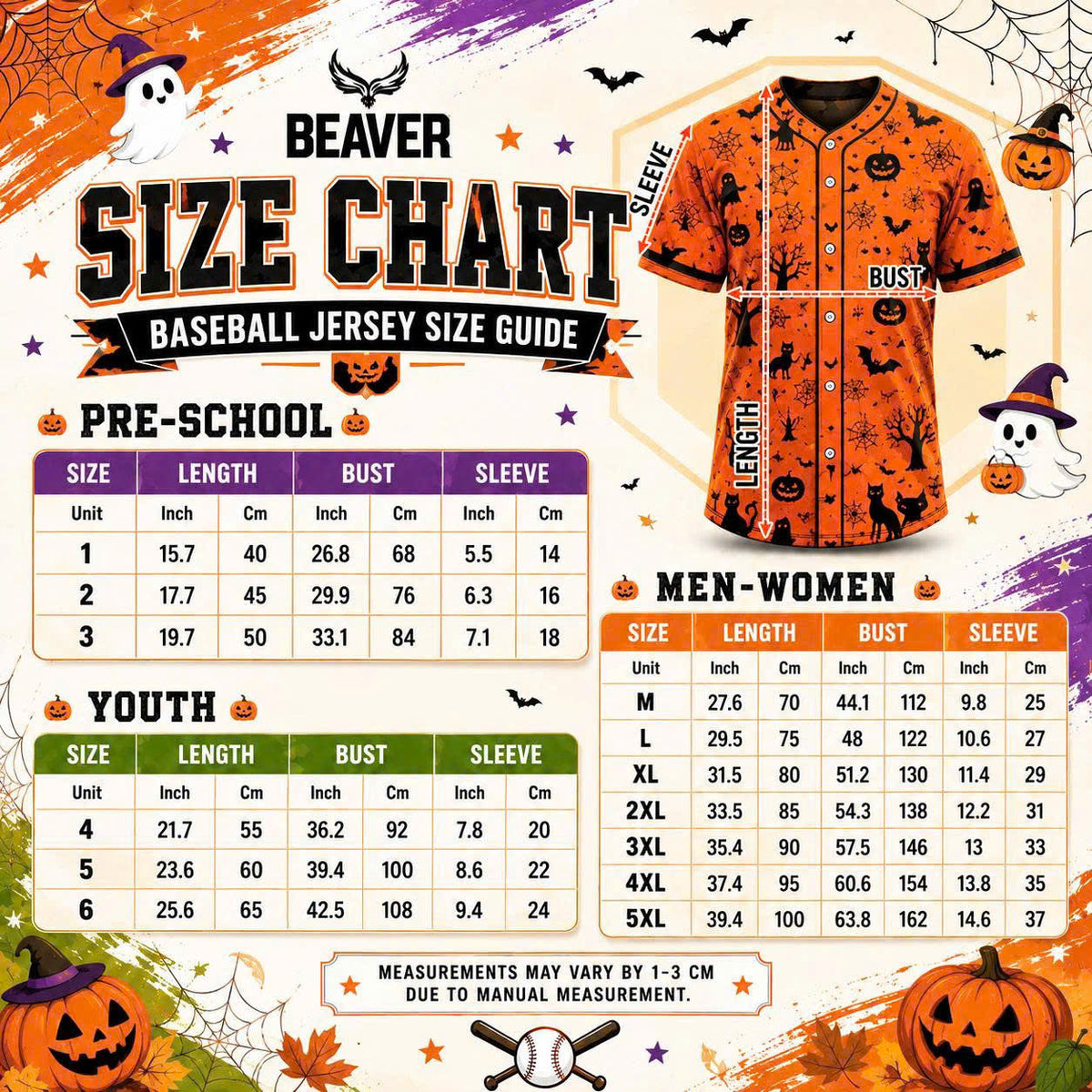 Custom Halloween Baseball Jersey, Personalized Name & Number, Fall Sports Shirt, Team Gift