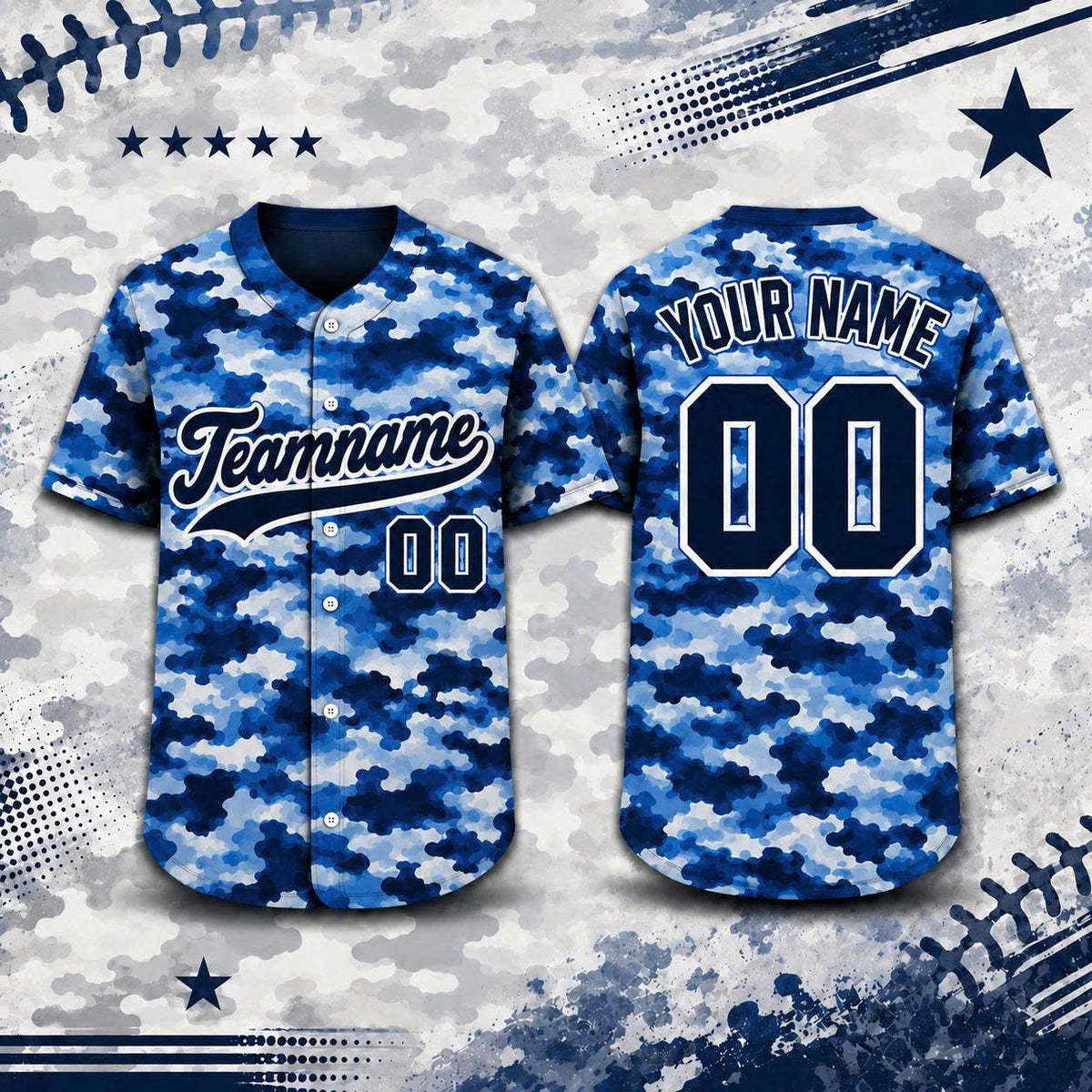 Custom Camo Baseball Jersey, Personalized Name & Number, Camouflage Team Sports Shirt