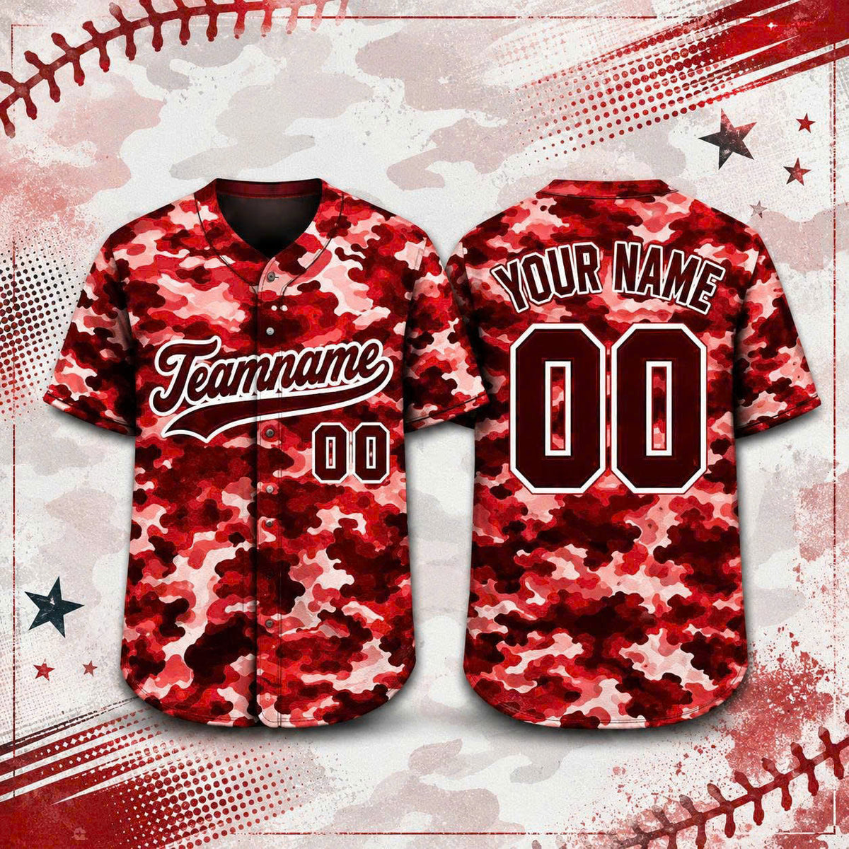 Custom Camo Baseball Jersey, Personalized Name & Number, Camouflage Team Sports Shirt