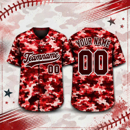 Custom Camo Baseball Jersey, Personalized Name & Number, Camouflage Team Sports Shirt