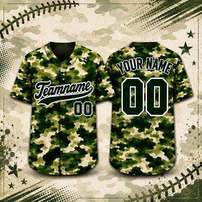 Custom Camo Baseball Jersey, Personalized Name & Number, Camouflage Team Sports Shirt