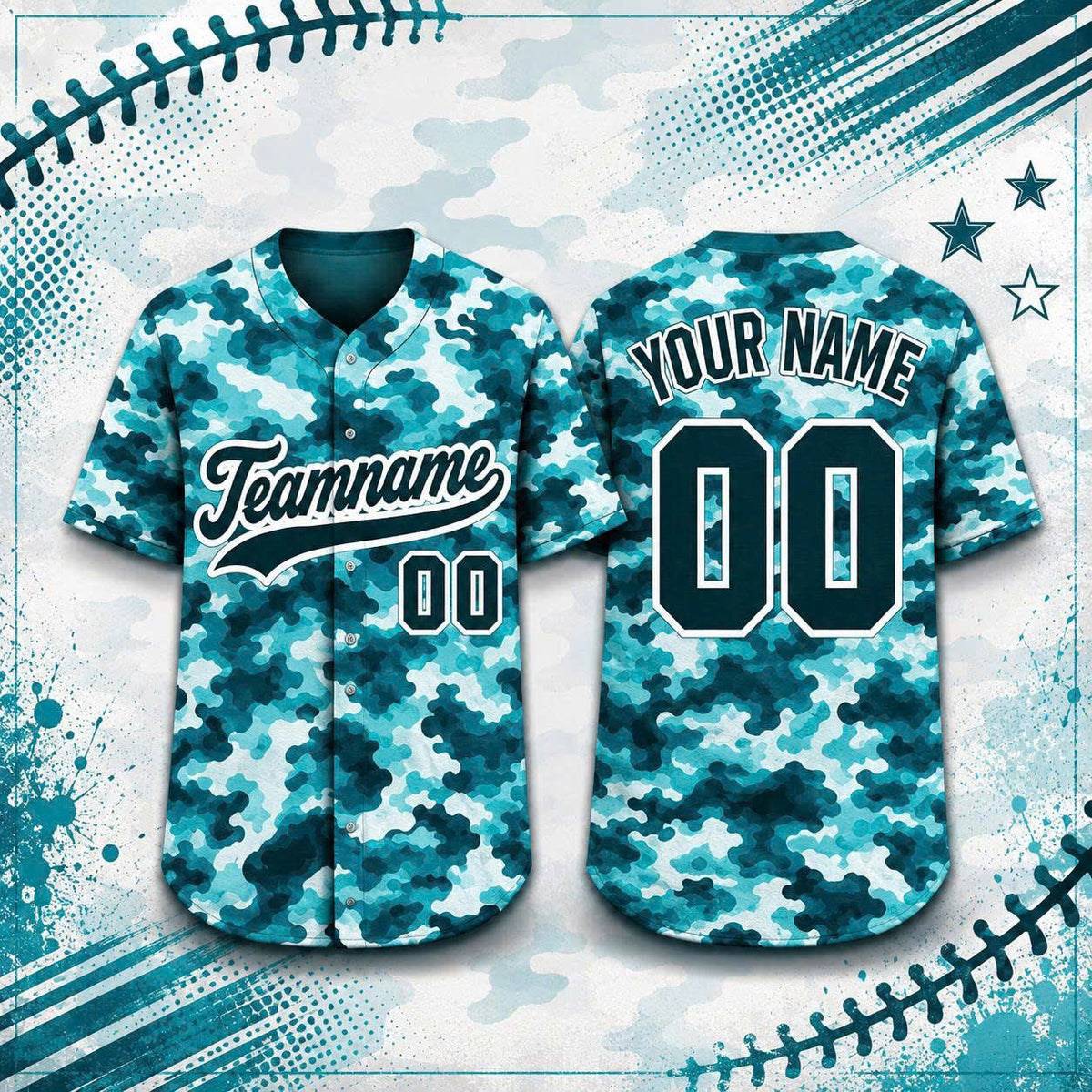 Custom Camo Baseball Jersey, Personalized Name & Number, Camouflage Team Sports Shirt