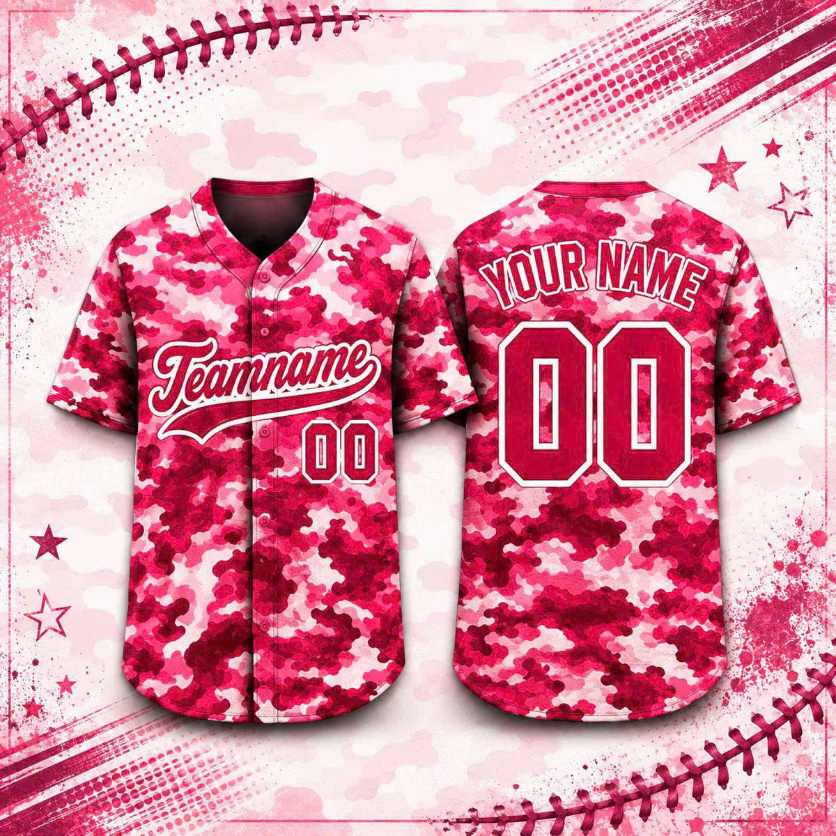 Custom Camo Baseball Jersey, Personalized Name & Number, Camouflage Team Sports Shirt