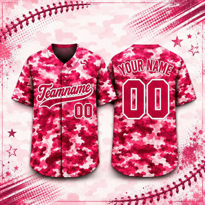 Custom Camo Baseball Jersey, Personalized Name & Number, Camouflage Team Sports Shirt