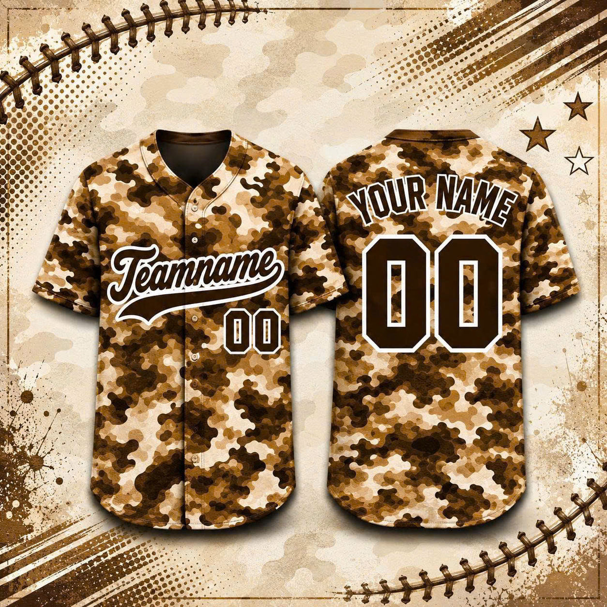 Custom Camo Baseball Jersey, Personalized Name & Number, Camouflage Team Sports Shirt