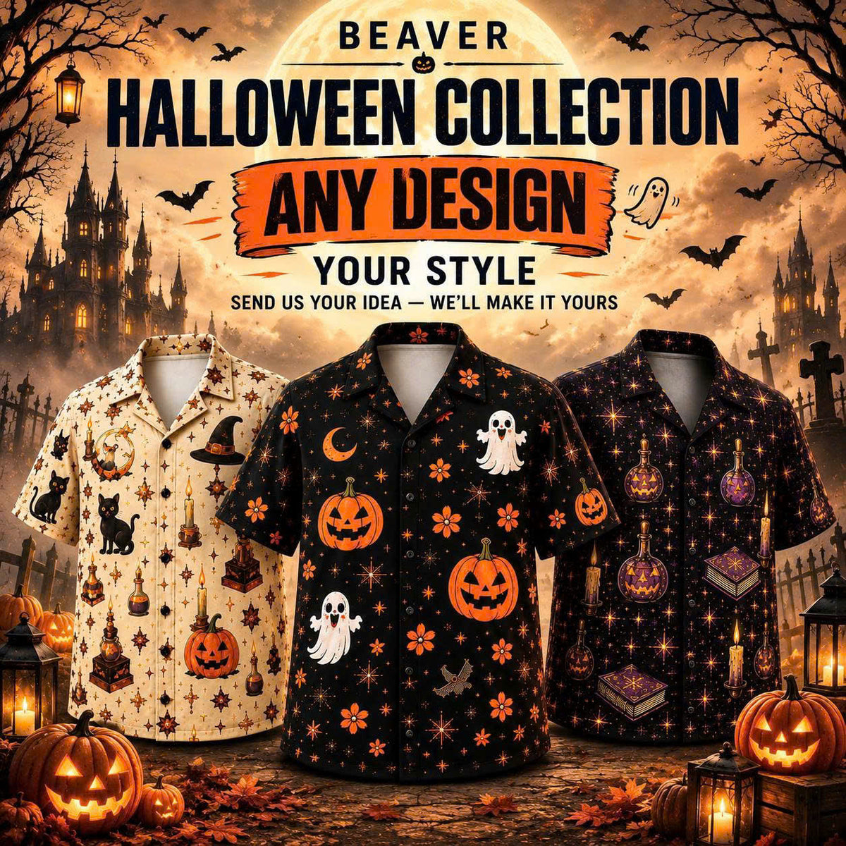 Custom Halloween Button Up Shirt – Personalized Photo Design, Unique Unisex Gift