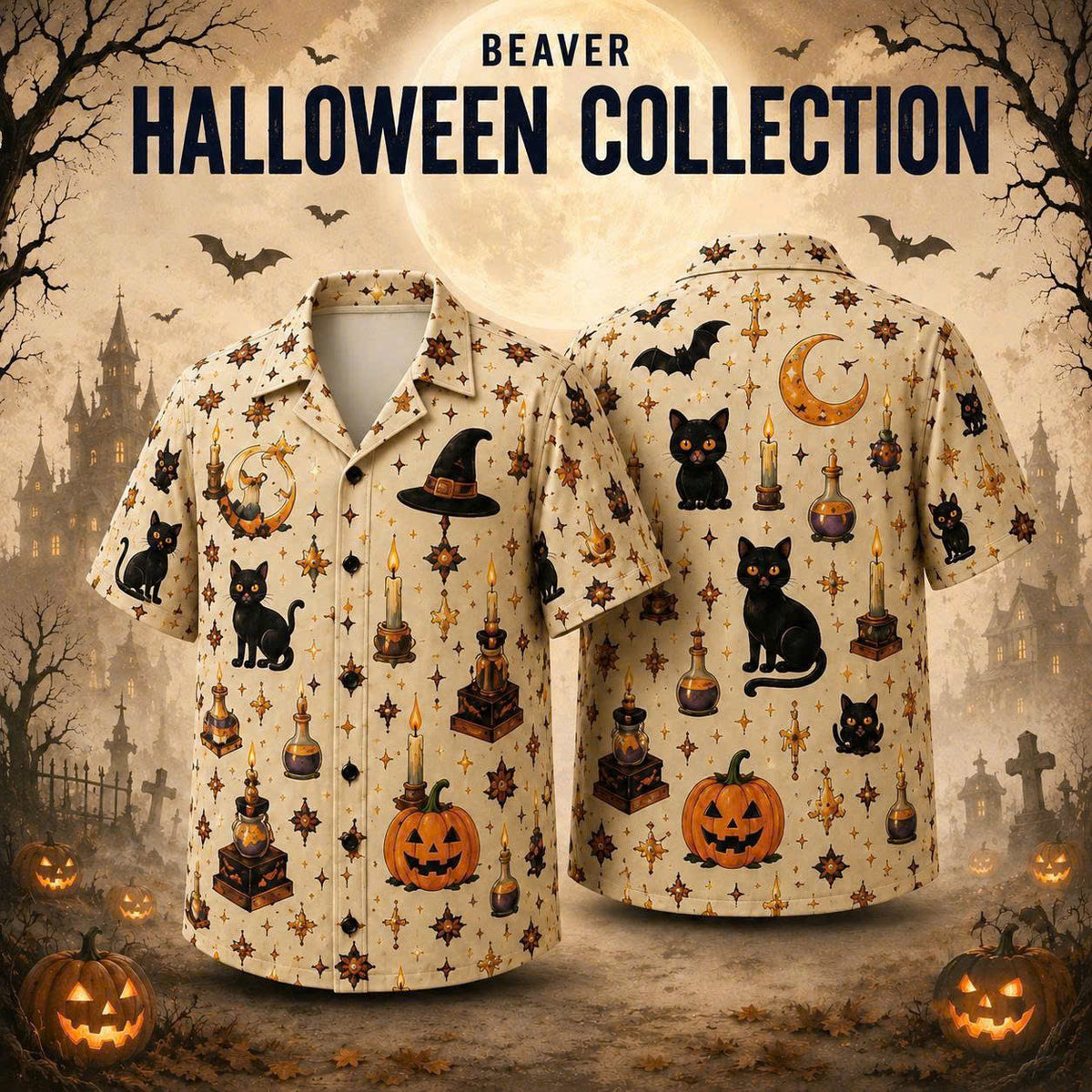 Custom Halloween Button Up Shirt – Personalized Photo Design, Unique Unisex Gift