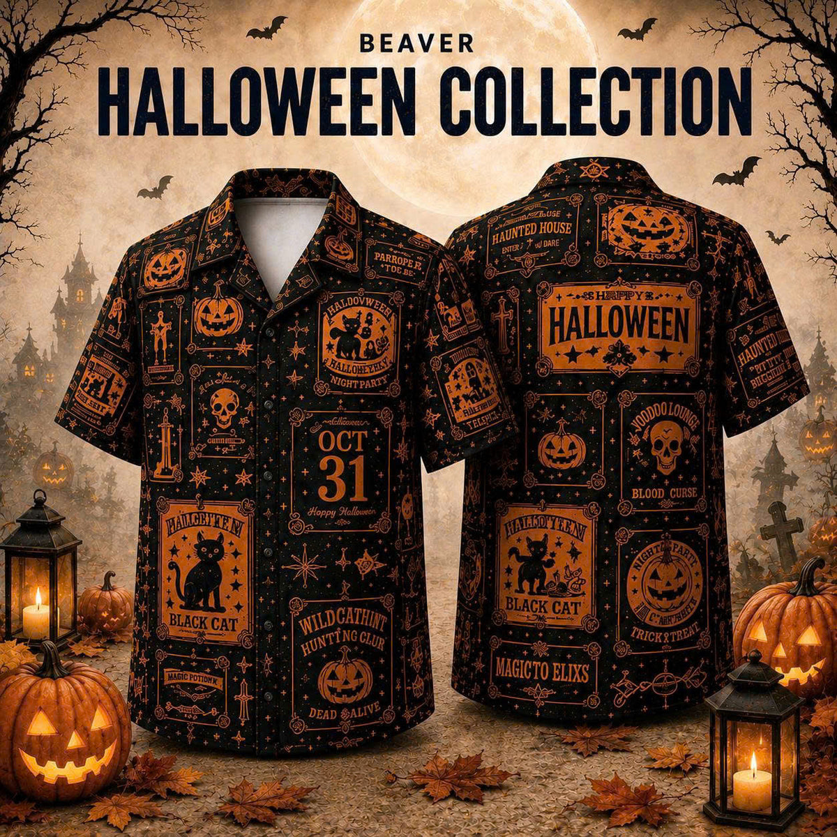 Custom Halloween Button Up Shirt – Personalized Photo Design, Unique Unisex Gift
