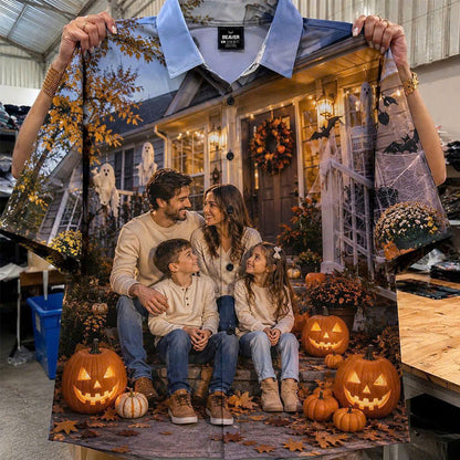 Any Design Halloween Button Up Shirt, Personalized Photo Artwork, Unique Unisex Gift