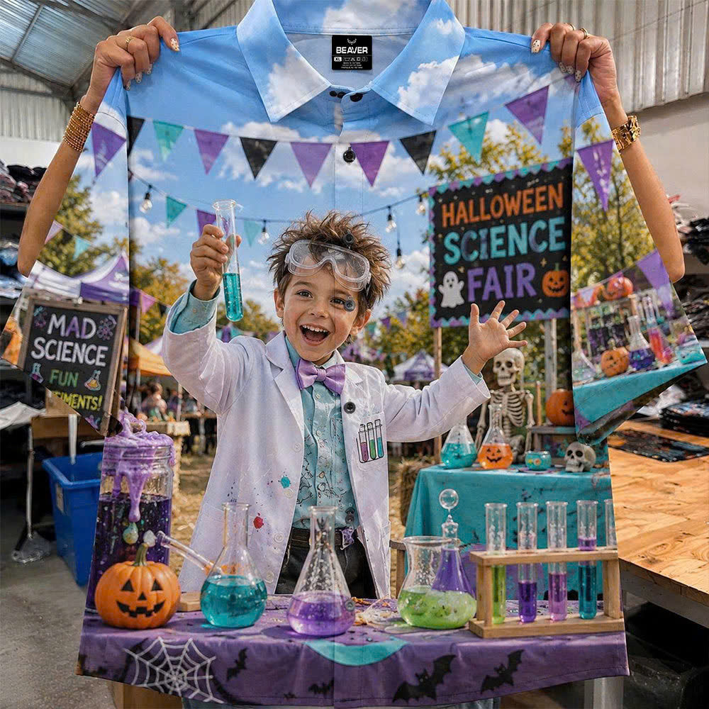 Any Design Halloween Button Up Shirt, Personalized Photo Artwork, Unique Unisex Gift