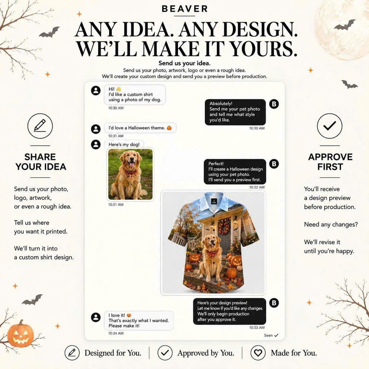 Any Design Halloween Button Up Shirt, Personalized Photo Artwork, Unique Unisex Gift