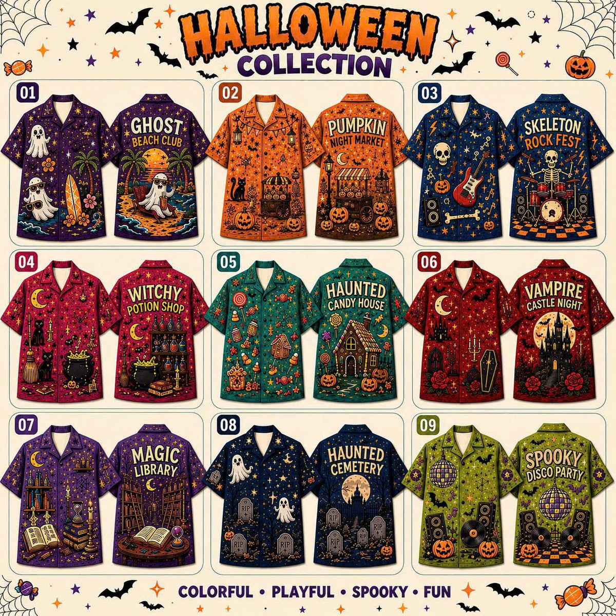 Any Design Halloween Button Up Shirt, Personalized Photo Artwork, Unique Unisex Gift