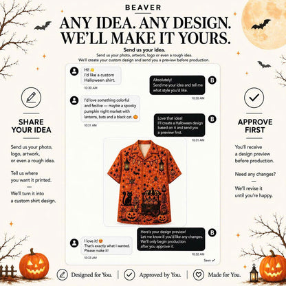 Custom Halloween Button Up Shirt, Personalized Photo or Artwork, Any Design, Unisex Short Sleeve