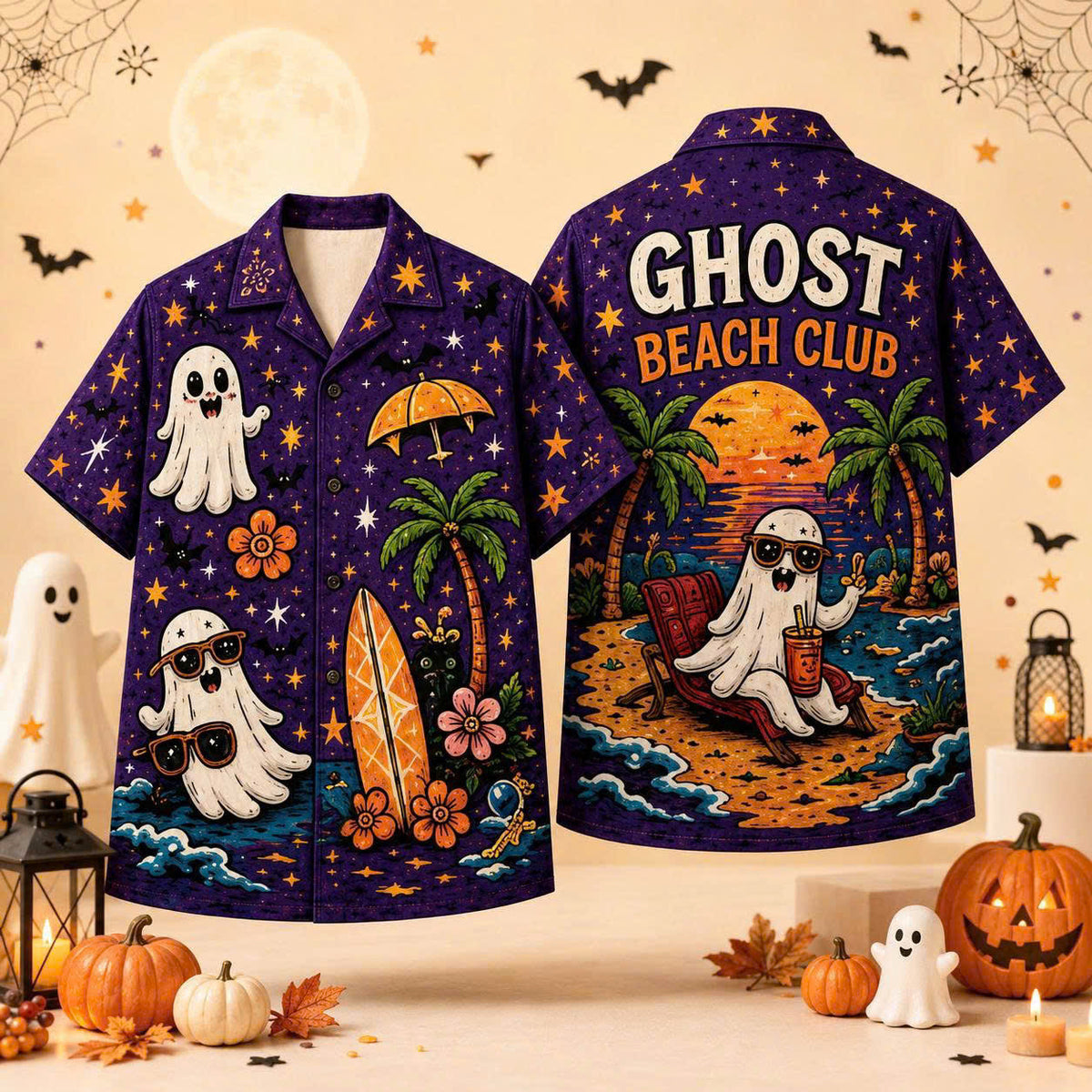 Custom Halloween Button Up Shirt, Personalized Photo or Artwork, Any Design, Unisex Short Sleeve