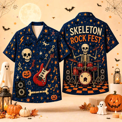 Custom Halloween Button Up Shirt, Personalized Photo or Artwork, Any Design, Unisex Short Sleeve
