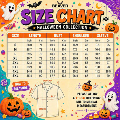Custom Halloween Button Up Shirt, Personalized Photo or Artwork, Any Design, Unisex Short Sleeve