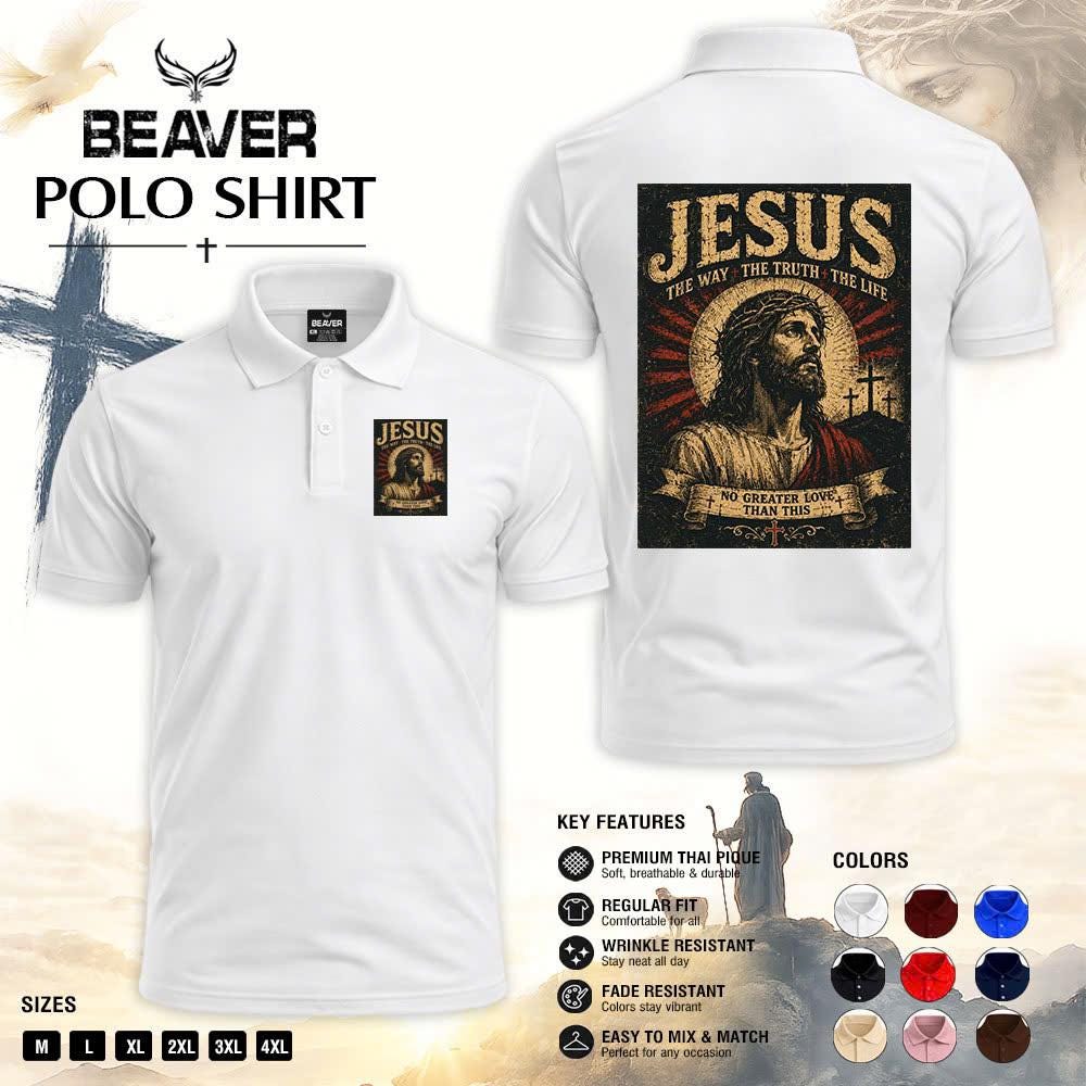 Jesus The Way The Truth The Life Christian Polo Shirt, Religious Cross Graphic, Church & Everyday Wear