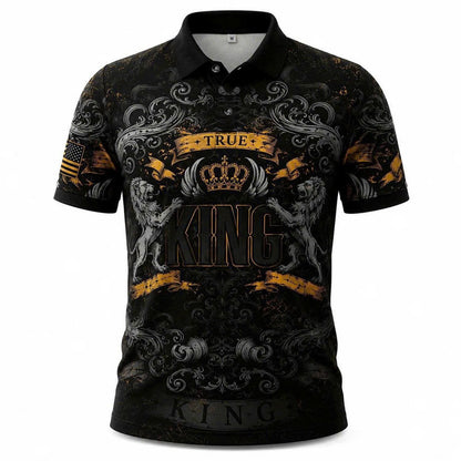 Men's King Lion Crown Polo Shirt – Bold Royal Design, Comfortable Fit, Statement Streetwear