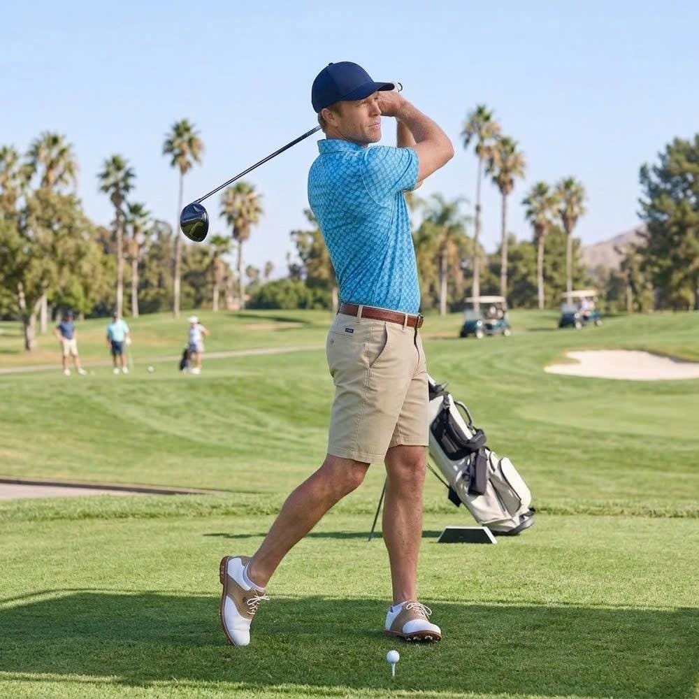 Men’s Athletic Golf Polo 04 – Blue Argyle Diamond Pattern Polo Shirt