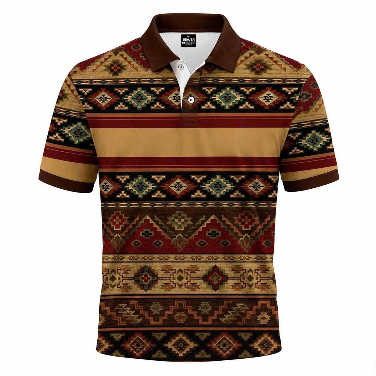 Tribal Aztec Polo Shirt – Southwestern Navajo Men’s Top
