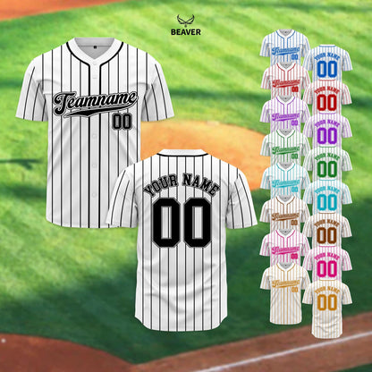 Custom Striped Baseball Jersey with Name & Number – Personalized Sports Shirt, Unisex Gamewear